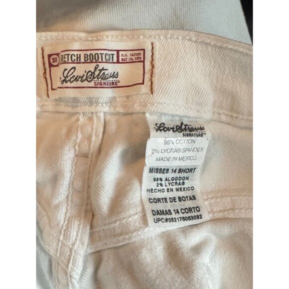 Levis Strauss Signature Women's White Jeans Size Misses 14 Short - Picture 10 of 12